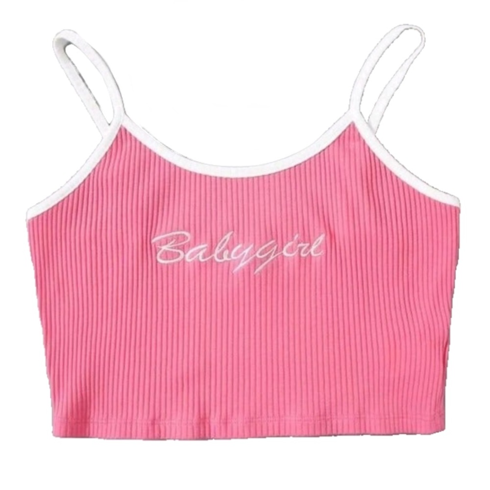LNWT - Babygirl Embroidered Pink Crop Top - S